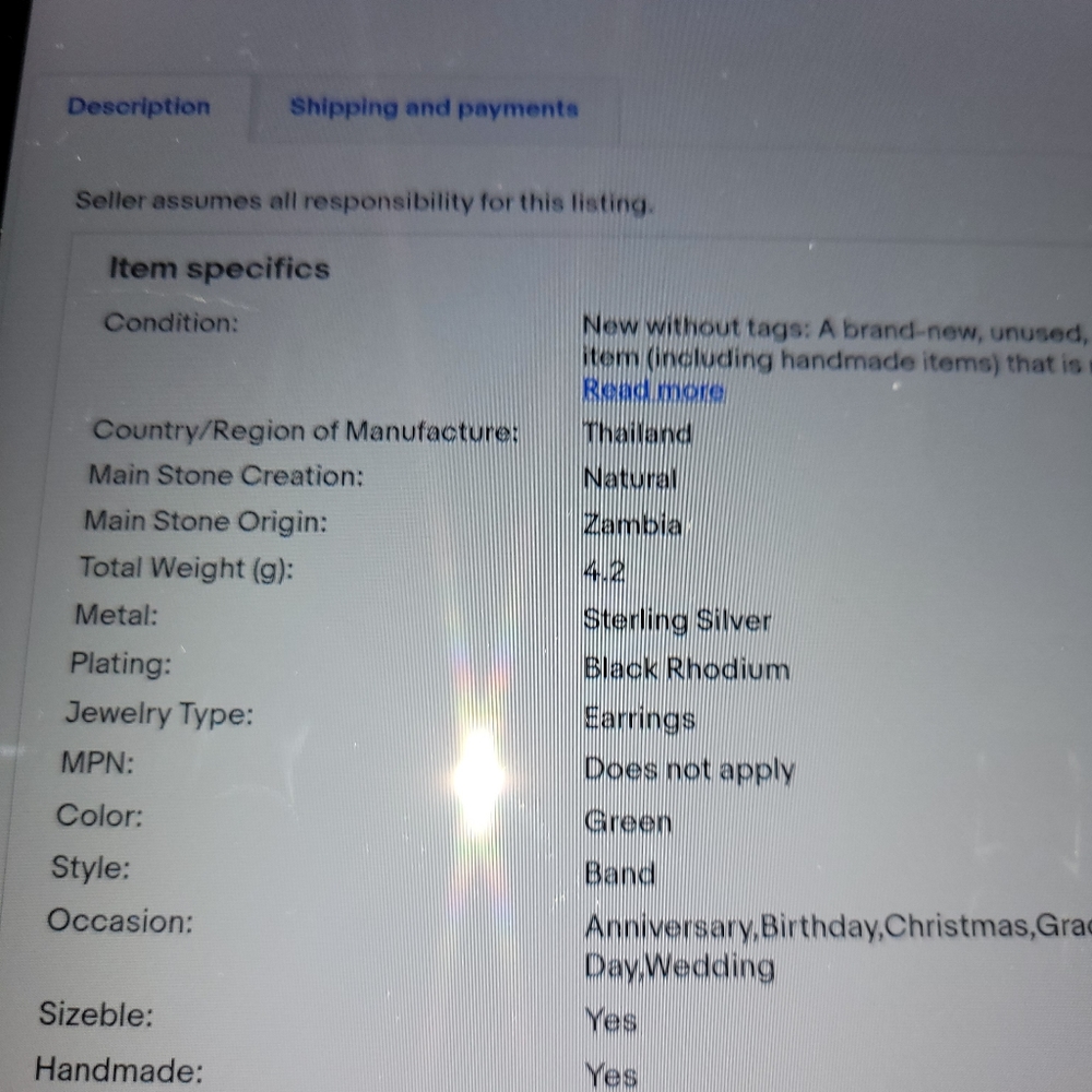 Authentic Raw Emeralds Fine 925 Sterling silver Earrings - Picture 4 of 5